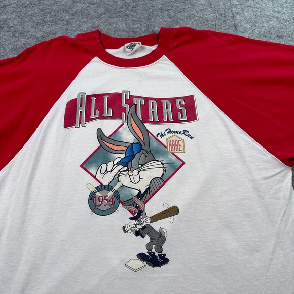 Vintage 90's ACME XL Clothing Bugs Bunny All Stars Baseball Raglan‎ Shirt - Picture 2 of 7